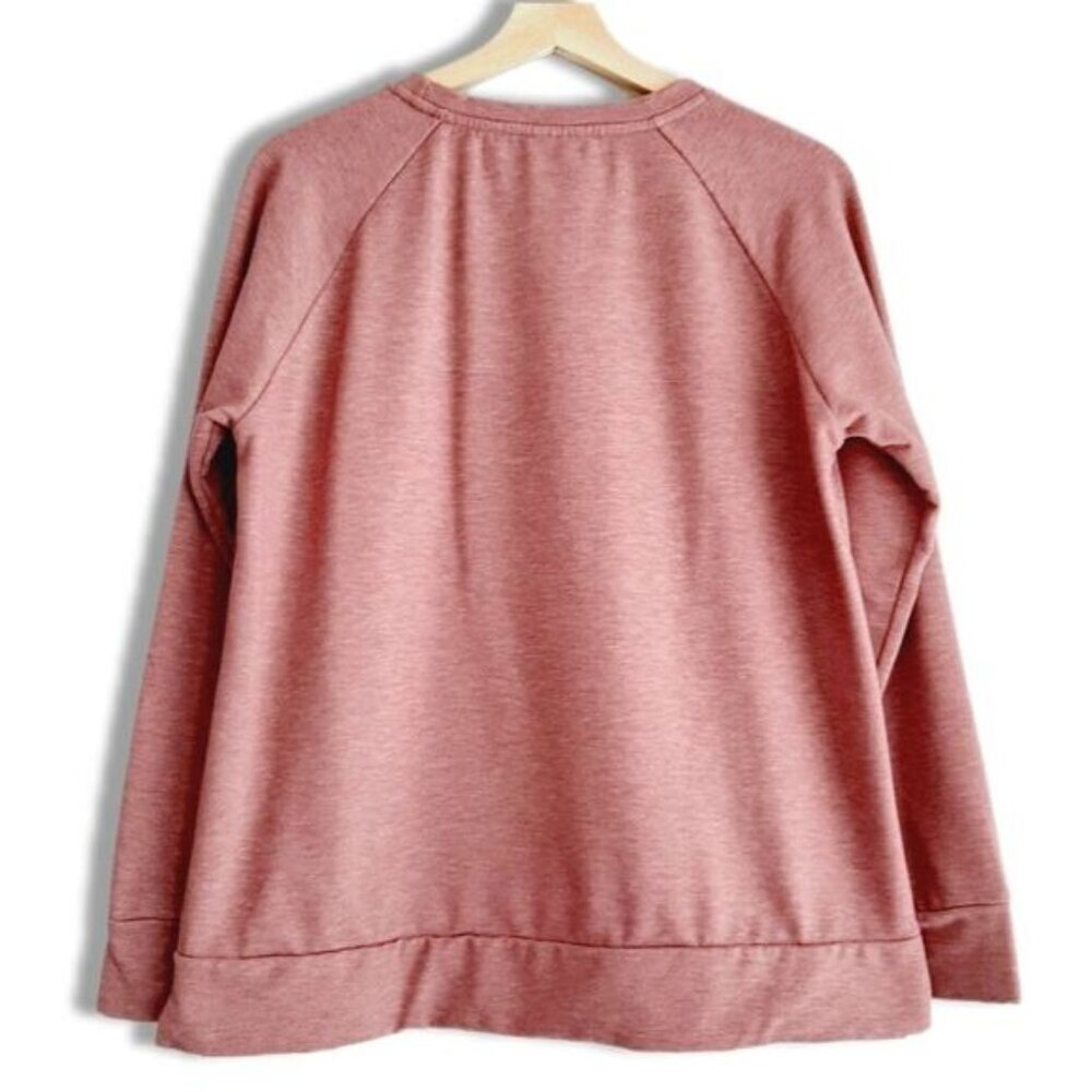 32 Degree HEAT Comfy Raglan Style Sweatshirt Crewneck Top Melange Pink Sz M Flaw - Picture 2 of 11